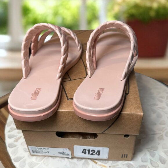 Melissa Wrap Sandals Pink Braided Double Strap Slide Jelly Slip On Size 7 Brazil - Picture 12 of 13